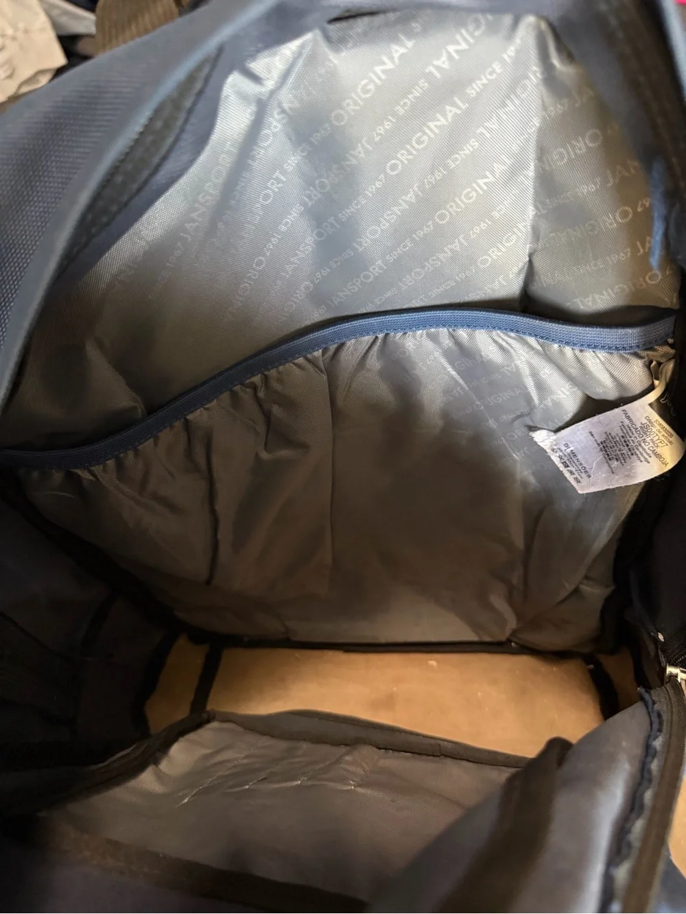 Jansport Deep Blue Backpack with Suede Tan Base